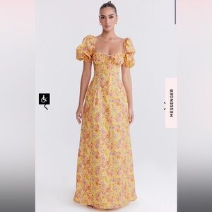 HOUSE OF CB FELIZIA YELLOW
BUTTER PRINT PUFF SLEEVE SUNDRESS